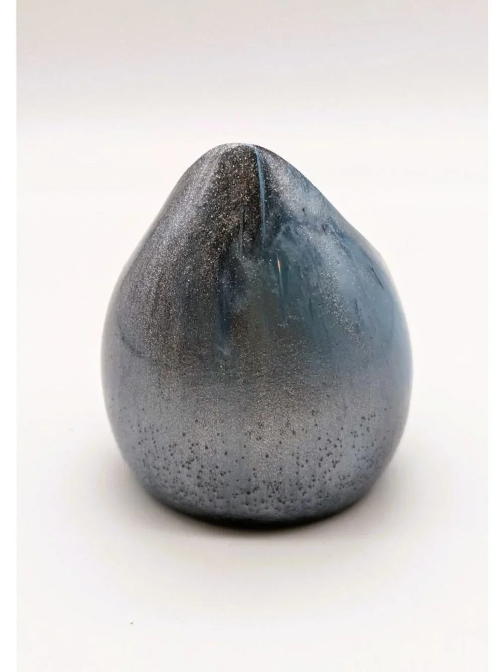 Teardrop Resin LED Candle Holder With Battery-Operated Candle Metallic Blue Fini